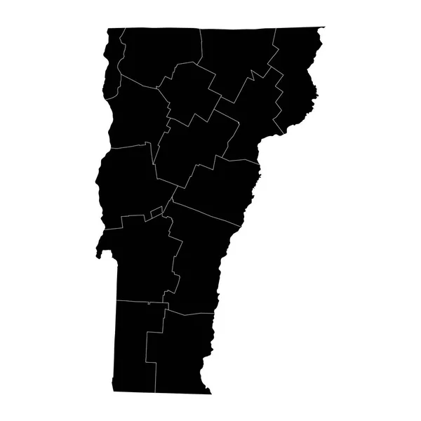 バーモント州と郡の州地図 ベクターイラスト — ストックベクタ