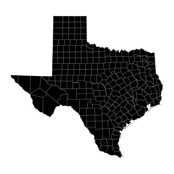 德州有县份的地图矢量说明 — 图库矢量图片