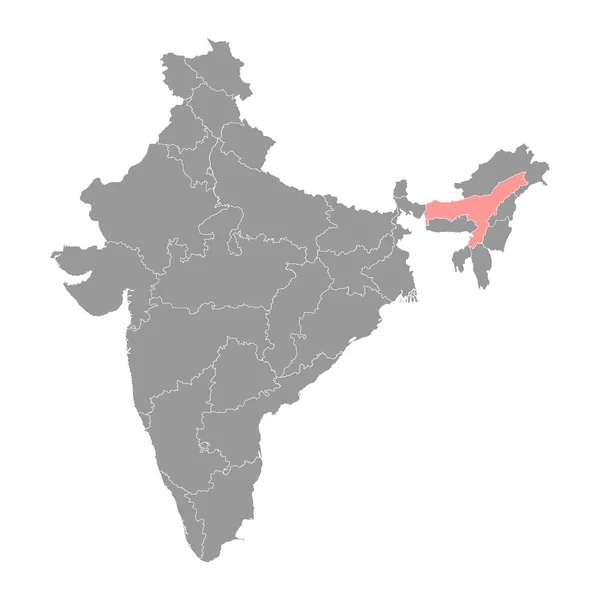 Assam Mapa Estado Divisão Administrativa Índia Ilustração Vetorial — Vetor de Stock