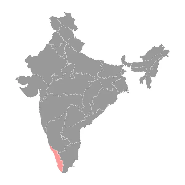 Kerala Mapa Estado Divisão Administrativa Índia Ilustração Vetorial — Vetor de Stock