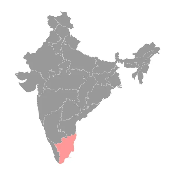 Tamil Nadu Eyalet Haritası Hindistan Idari Bölümü Vektör Illüstrasyonu — Stok Vektör