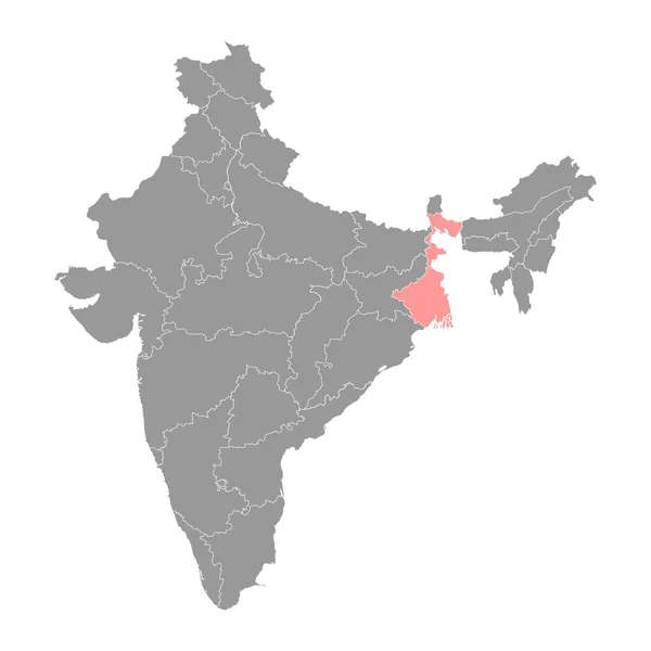 Mapa Estado Bengala Ocidental Divisão Administrativa Índia Ilustração Vetorial — Vetor de Stock