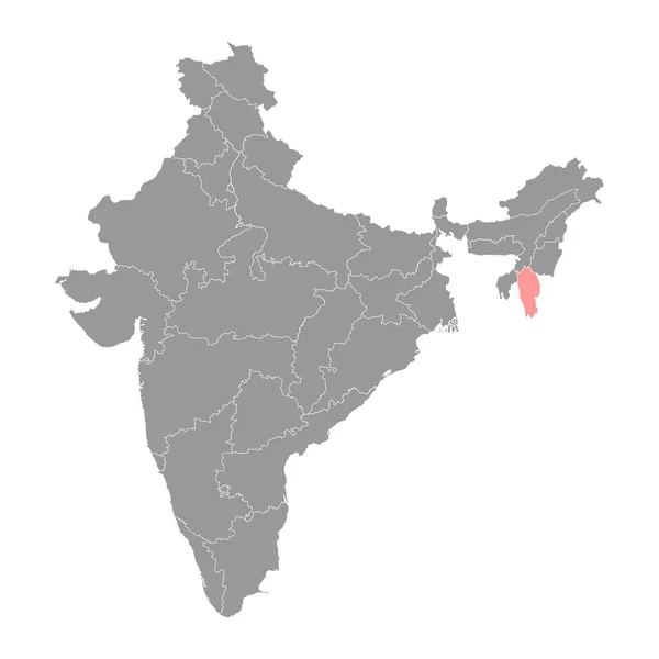 Mizoram State Map Administrative Division India Vector Illustration — Stock Vector
