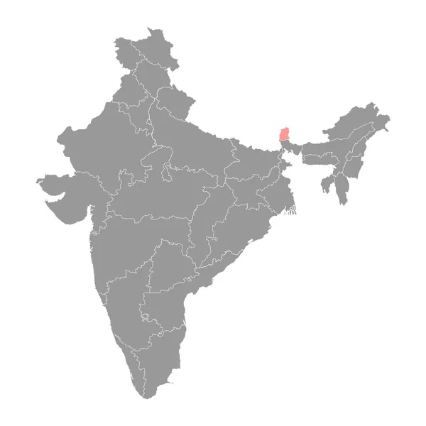 Mapa Estado Sikkim Divisão Administrativa Índia Ilustração Vetorial — Vetor de Stock
