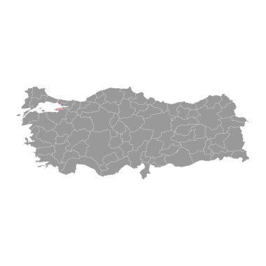 Yalova ilçe haritası, Türkiye 'nin idari bölümleri. Vektör illüstrasyonu.
