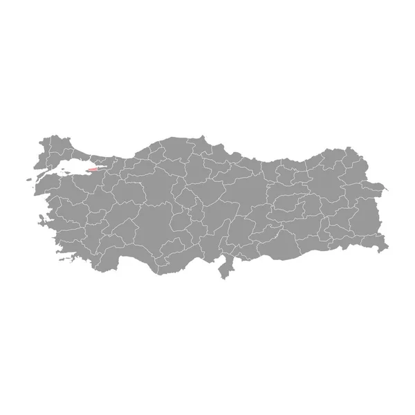 Yalova Provincia Mapa Divisiones Administrativas Turquía Ilustración Vectorial — Vector de stock