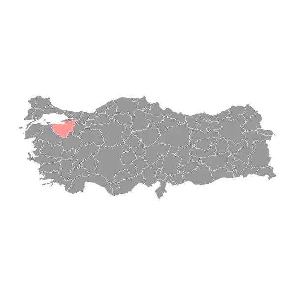 布尔萨省地图 土耳其行政区划 矢量说明 — 图库矢量图片