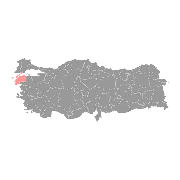 Canakkale Provincia Mapa Divisiones Administrativas Turquía Ilustración Vectorial — Vector de stock