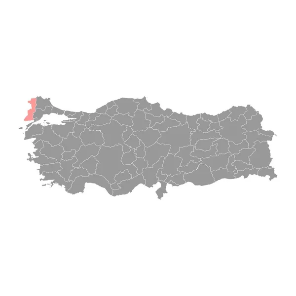 Edirne Tartomány Térképe Törökország Közigazgatási Egységei Vektorillusztráció — Stock Vector
