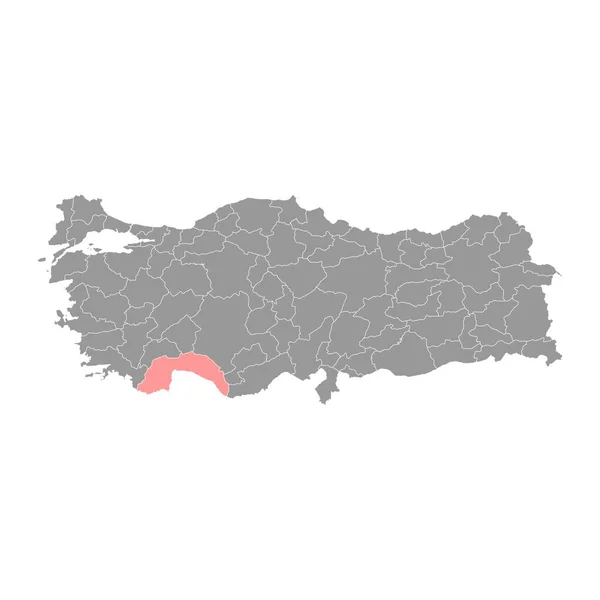 Carte Province Antalya Divisions Administratives Turquie Illustration Vectorielle — Image vectorielle