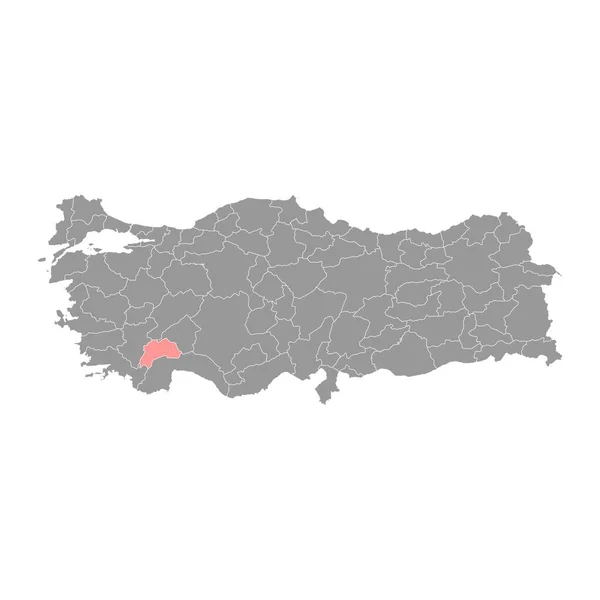 Mapa Prowincji Burdur Podział Administracyjny Turcji Ilustracja Wektora — Wektor stockowy