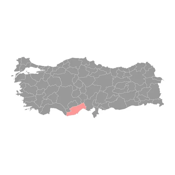 Mersin Province Map Administrative Divisions Turkey Vector Illustration — Stock Vector