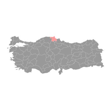 Sinop ilçe haritası, Türkiye idari bölümleri. Vektör illüstrasyonu.