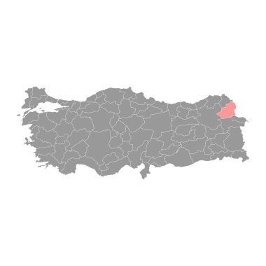 Kars ilçe haritası, Türkiye idari bölümleri. Vektör illüstrasyonu.