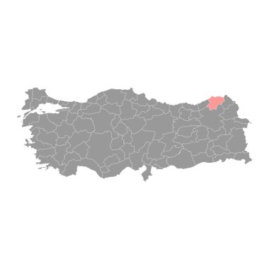 Artvin ilçe haritası, Türkiye idari bölümleri. Vektör illüstrasyonu.