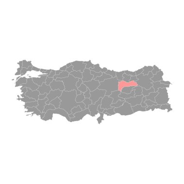 Erzincan ilçe haritası, Türkiye 'nin idari bölümleri. Vektör illüstrasyonu.