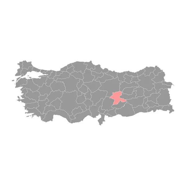 Malatya Province Map Administrative Divisions Turkey Vector Illustration — Stock Vector