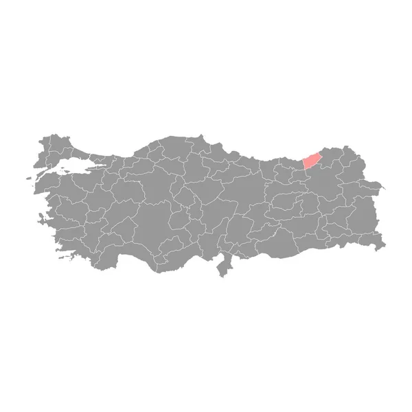 Mapa Prowincji Rize Podział Administracyjny Turcji Ilustracja Wektora — Wektor stockowy