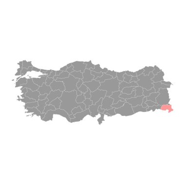 Hakkari haritası, Türkiye 'nin idari bölümleri. Vektör illüstrasyonu.