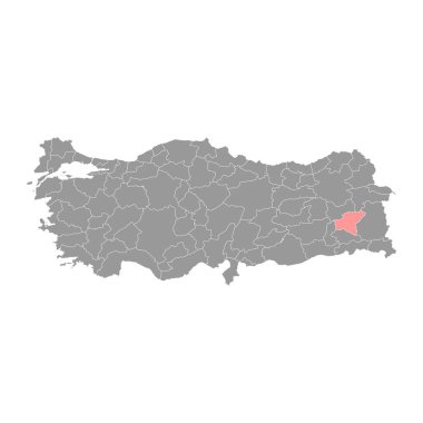 Bitlis ilçe haritası, Türkiye idari bölümleri. Vektör illüstrasyonu.