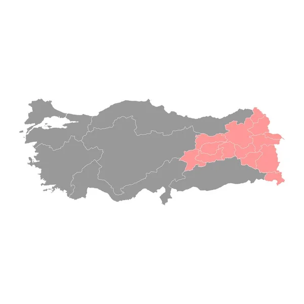 Doğu Anadolu Bölge Haritası Türkiye Nin Idari Bölümleri Vektör Illüstrasyonu — Stok Vektör