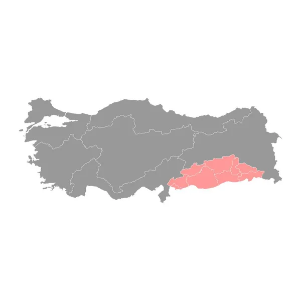 南東部アナトリア地方地図 トルコの行政区画 ベクターイラスト — ストックベクタ