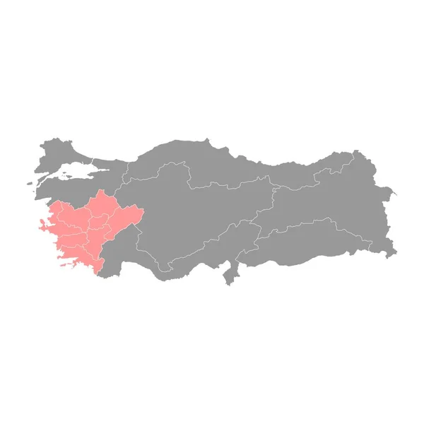 Karte Der Ägäis Verwaltungseinheiten Der Türkei Vektorillustration — Stockvektor