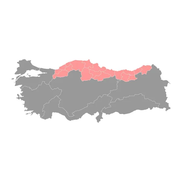 Karte Der Schwarzmeerregion Verwaltungseinheiten Der Türkei Vektorillustration — Stockvektor