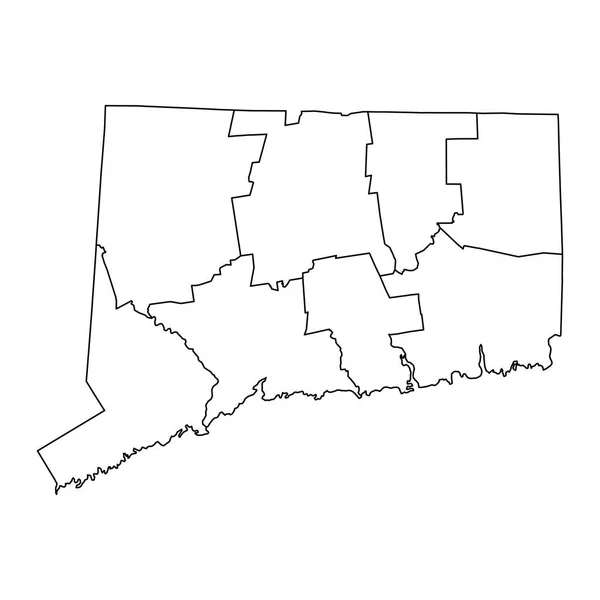 Mapa Státu Connecticut Okresy Vektorová Ilustrace — Stockový vektor