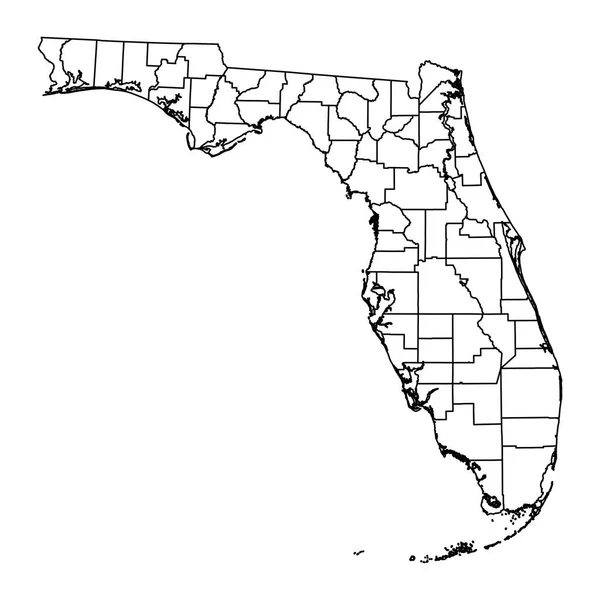 Mappa Statale Della Florida Con Contee Illustrazione Vettoriale — Vettoriale Stock