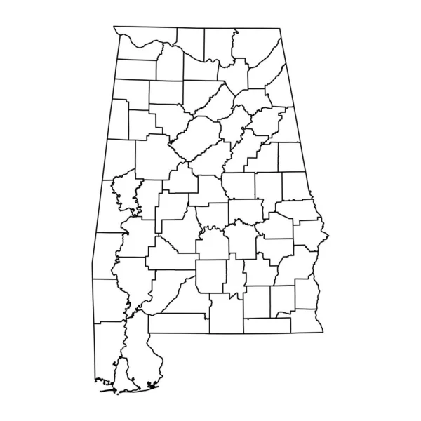 Mapa Stanu Alabama Hrabstwami Ilustracja Wektora — Wektor stockowy