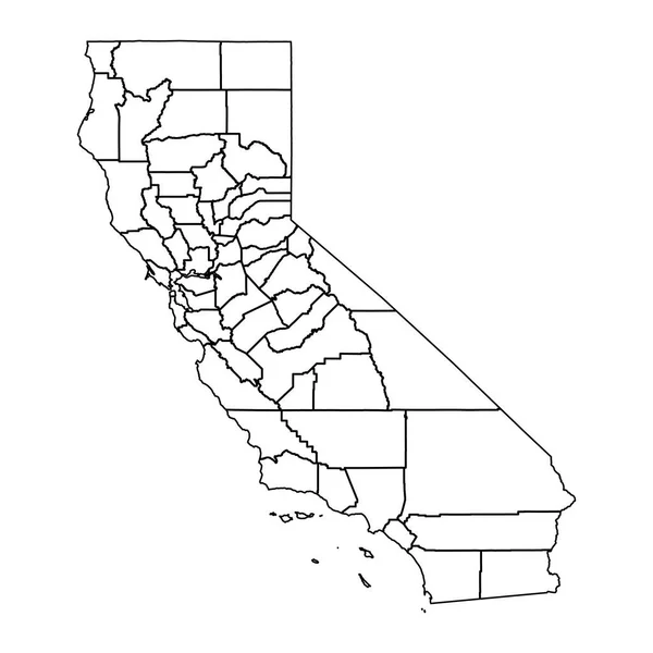 Carte État Californie Avec Comtés Illustration Vectorielle — Image vectorielle