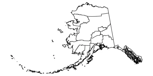 Mappa Statale Dell Alaska Con Distretti Illustrazione Vettoriale — Vettoriale Stock