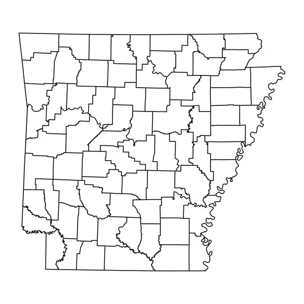 アーカンソー州は郡と州の地図 ベクターイラスト — ストックベクタ
