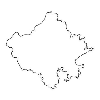 Rajasthan eyalet haritası, Hindistan 'ın idari bölümü. Vektör illüstrasyonu.