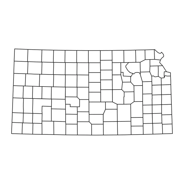 Mappa Statale Del Kansas Con Contee Illustrazione Vettoriale — Vettoriale Stock