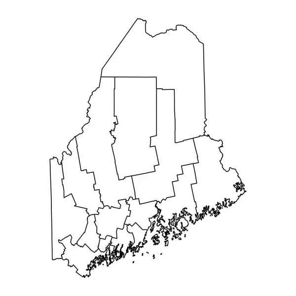 Χάρτης Του Μέιν Κομητείες Εικονογράφηση Διανύσματος — Διανυσματικό Αρχείο
