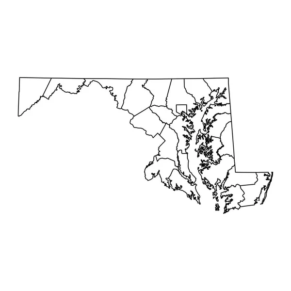 Maryland Állam Térképe Megyékkel Vektorillusztráció — Stock Vector