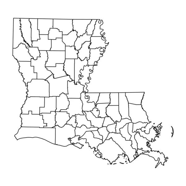 路易斯安那州有各县的地图 矢量说明 — 图库矢量图片