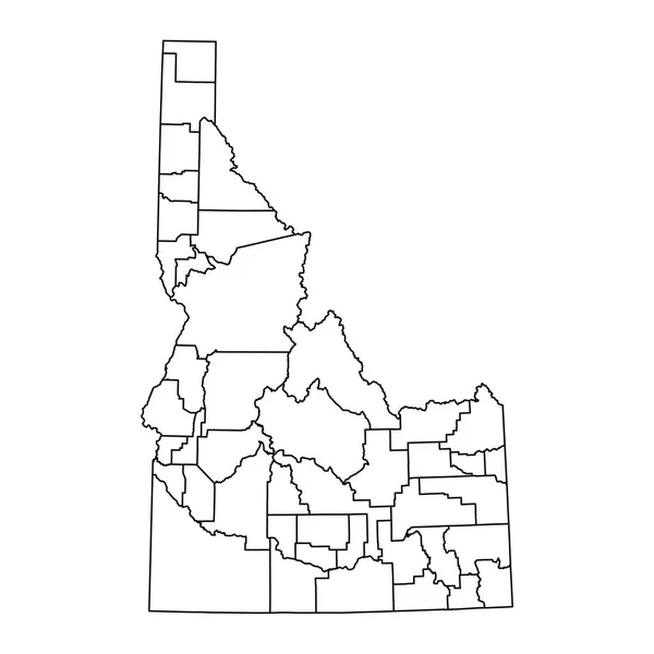 Idaho Staatskaart Met Provincies Vectorillustratie — Stockvector
