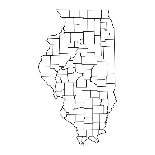 Mapa Estado Illinois Com Condados Ilustração Vetorial — Vetor de Stock