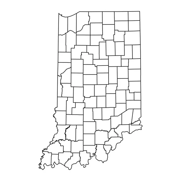 Mapa Estado Indiana Com Condados Ilustração Vetorial — Vetor de Stock