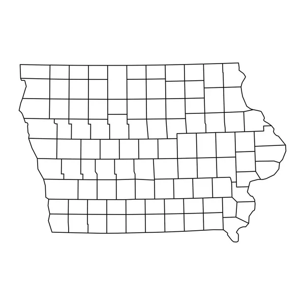 Iowa Státní Mapa Okresy Vektorová Ilustrace — Stockový vektor