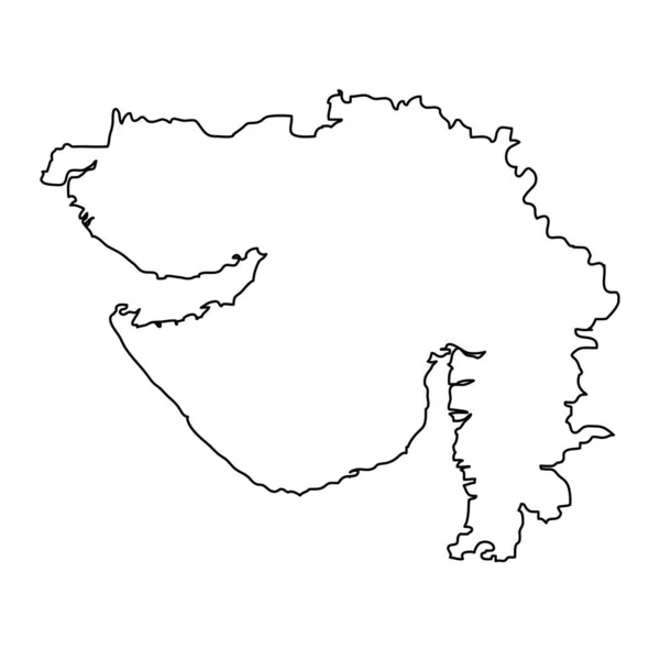 Gujarat State Map Administrative Division India Vector Illustration — Stock Vector