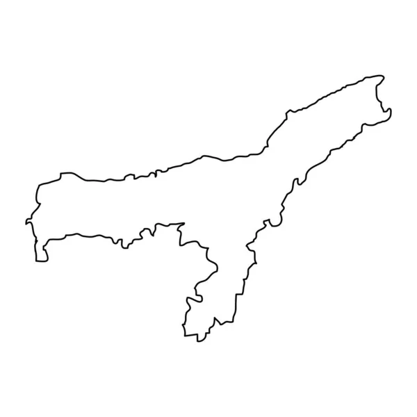 Karte Des Bundesstaates Assam Administrative Teilung Indiens Vektorillustration — Stockvektor