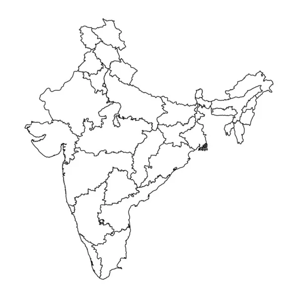 Índia Mapa Com Divisões Administrativas Ilustração Vetorial — Vetor de Stock