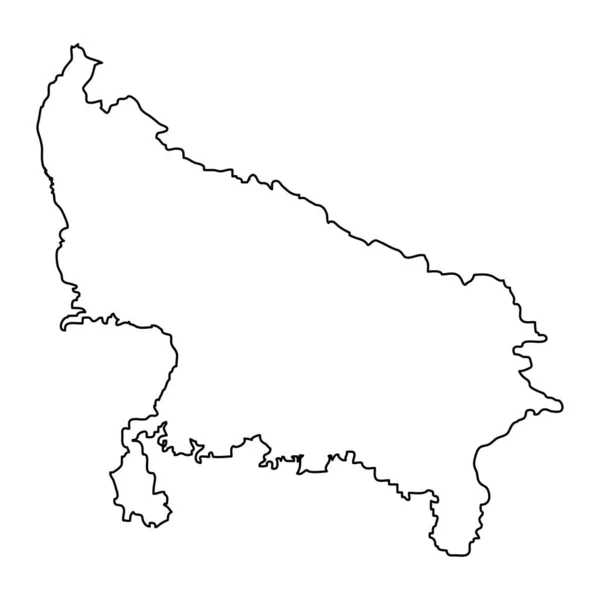Uttar Pradesh State Map Administrative Division India Vector Illustration — Stock Vector