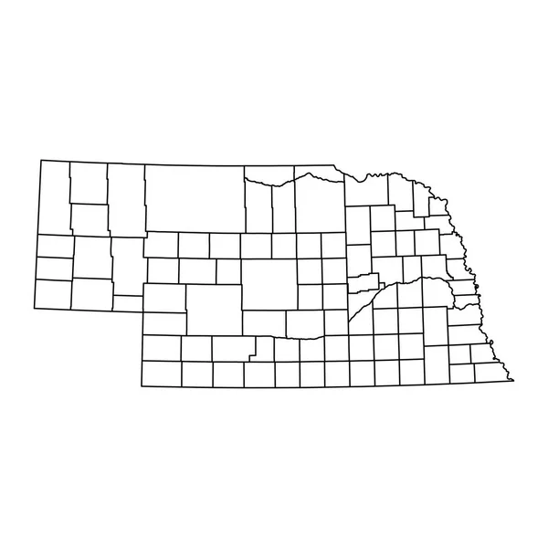 Κρατικός Χάρτης Της Νεμπράσκα Κομητείες Εικονογράφηση Διανύσματος — Διανυσματικό Αρχείο