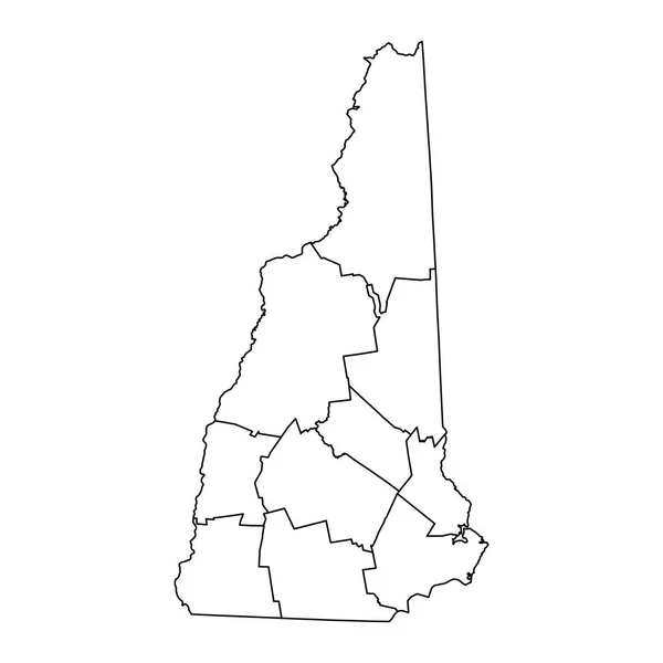 新罕布什尔州有各县的地图 矢量说明 — 图库矢量图片