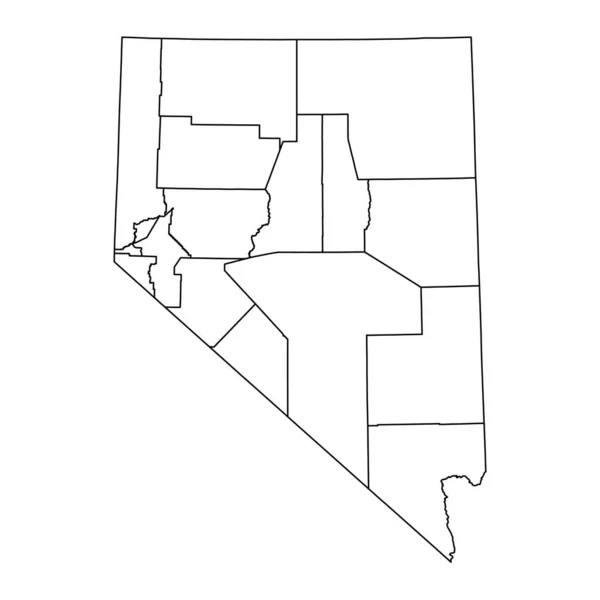 Mapa Stanu Nevada Hrabstwami Ilustracja Wektora — Wektor stockowy